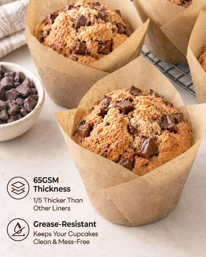 Bake Choice 100pcs Extra Large Natural Tulip Cupcake Liners, 65GSM Paper — product details