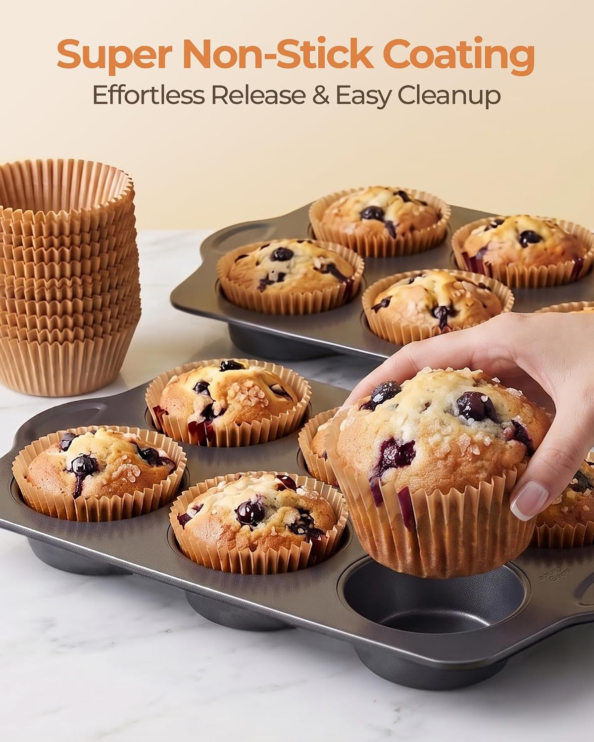 Bake Choice 2 Super Jumbo Muffin Pan for Baking with 40 PC 65GSM Liners — product details