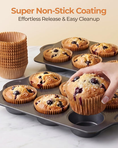 Bake Choice 2 Super Jumbo Muffin Pan for Baking with 40 PC 65GSM Liners — product details