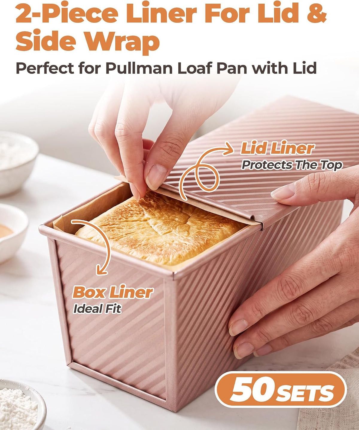 Bake Choice Loaf Pan Liners for 1 LB Pullman Loaf Pan with Lid, 50 Sets — product details