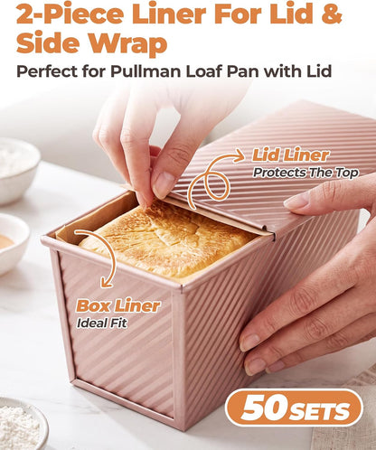 Bake Choice Loaf Pan Liners for 1 LB Pullman Loaf Pan with Lid, 50 Sets — product details