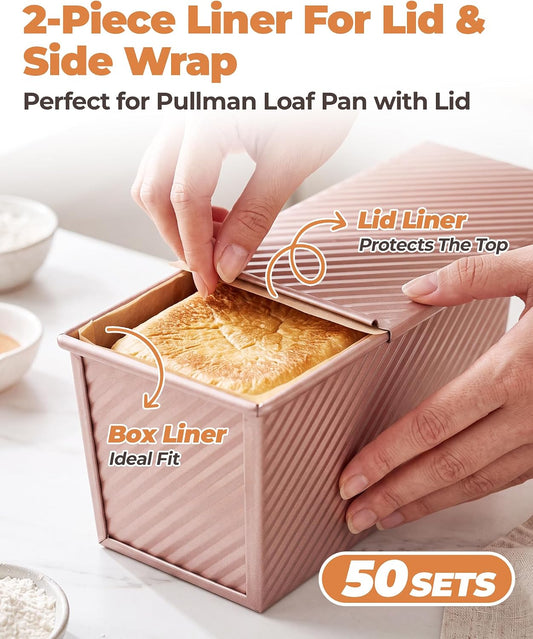 Bake Choice Loaf Pan Liners for 1 LB Pullman Loaf Pan with Lid, 50 Sets — product details