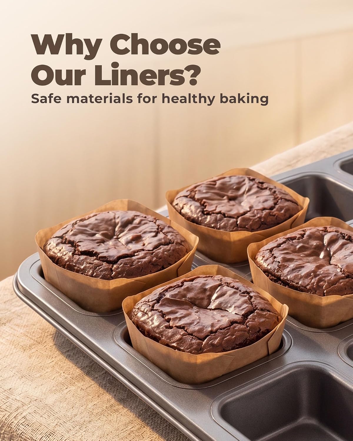 Bake Choice 100Pcs Mini Square Cupcake Liners, Fit for 12 Small Brownie Pan — product details