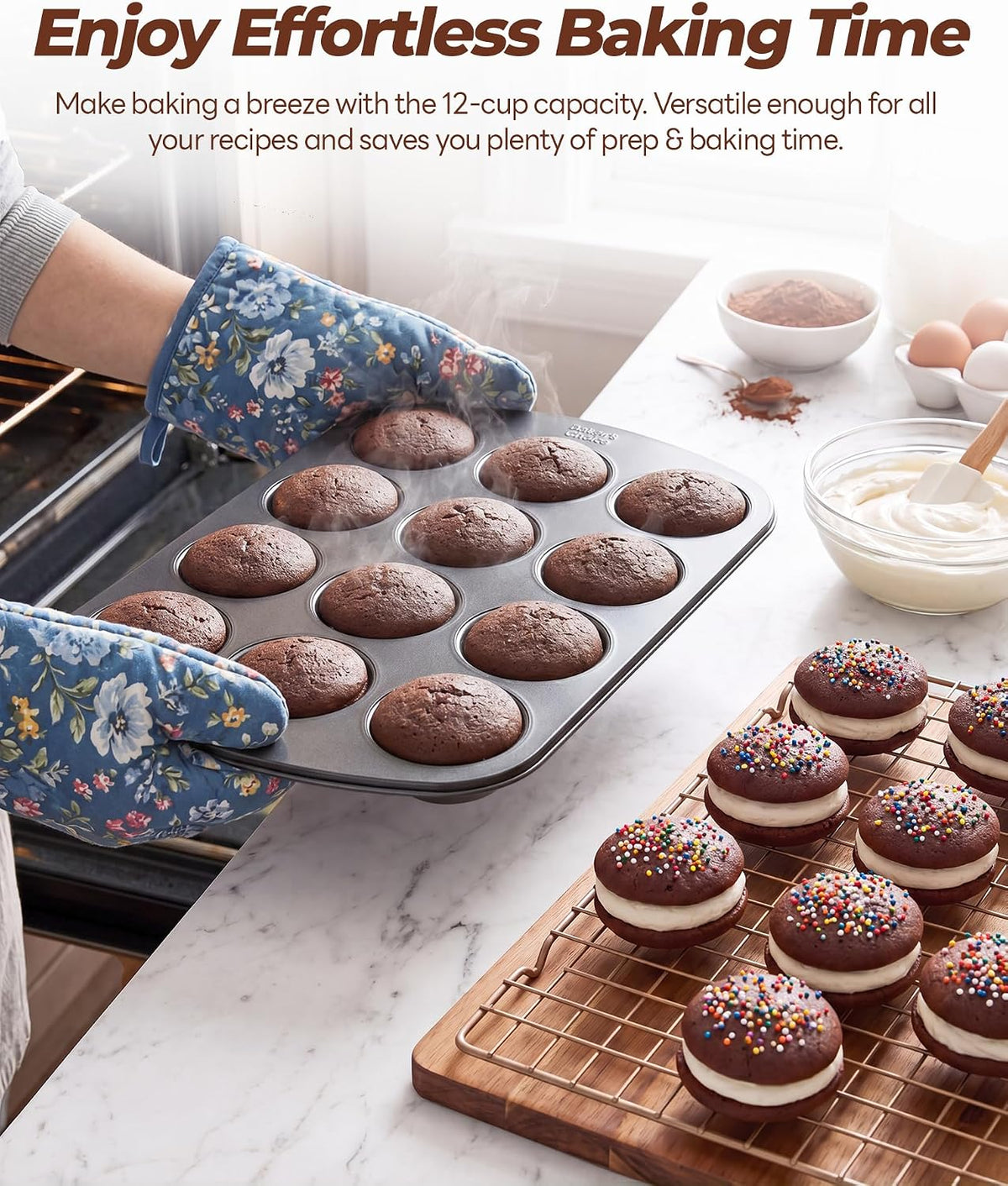 Bake Choice Muffin Top Pan, 12 Cavity Baking Pan for Muffin Tops, Non-Stick — product details