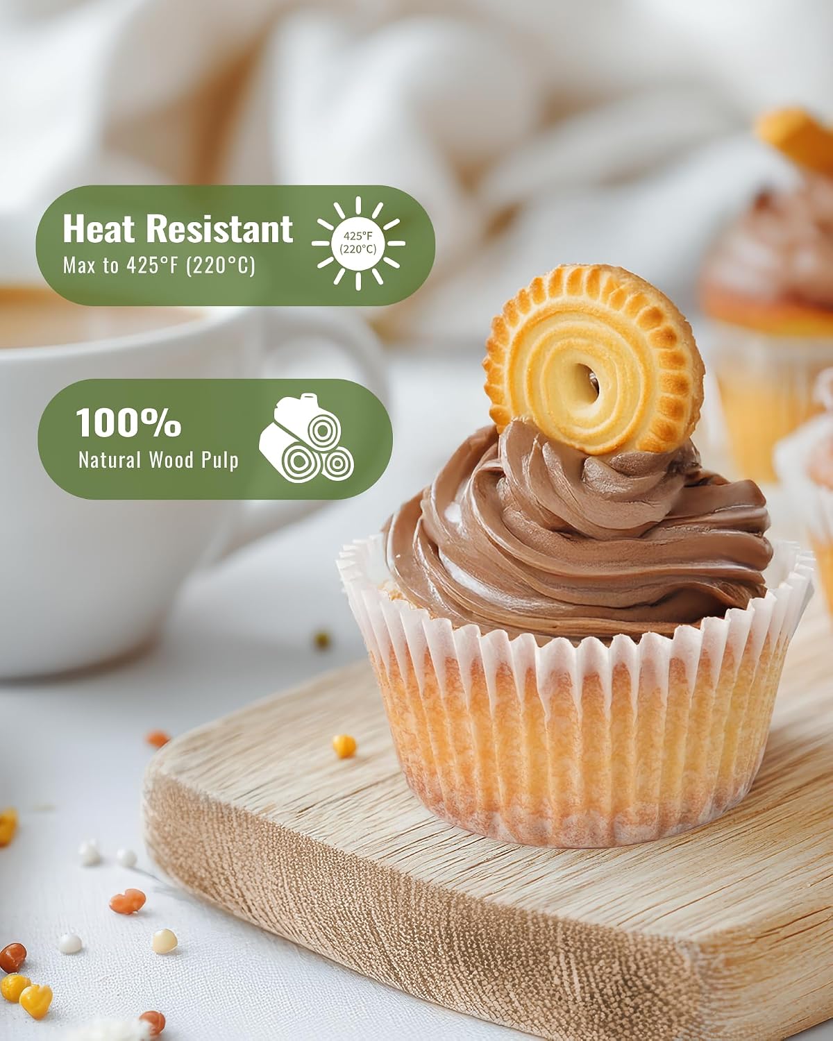 Bake Choice 200pcs Standard Cupcake Liners for Baking, White Muffin Liners — product details