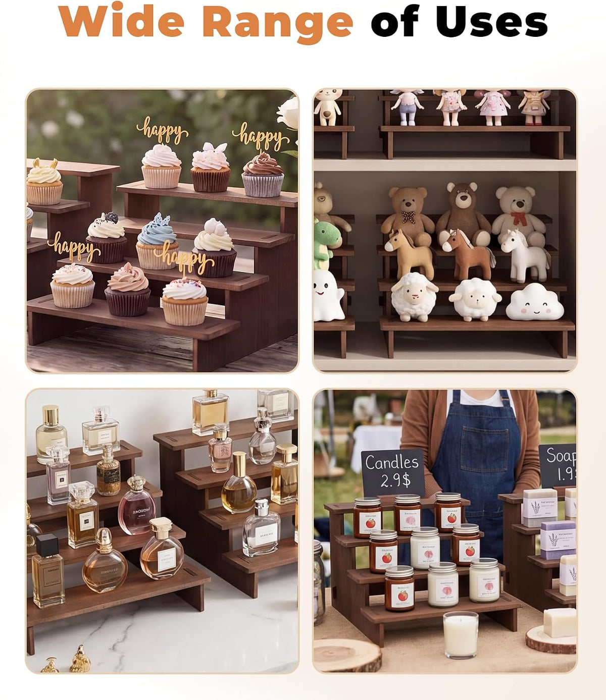 Bake Choice 2 Set Wooden Cupcake Stand, Tiered Risers Display Stands, L — product details