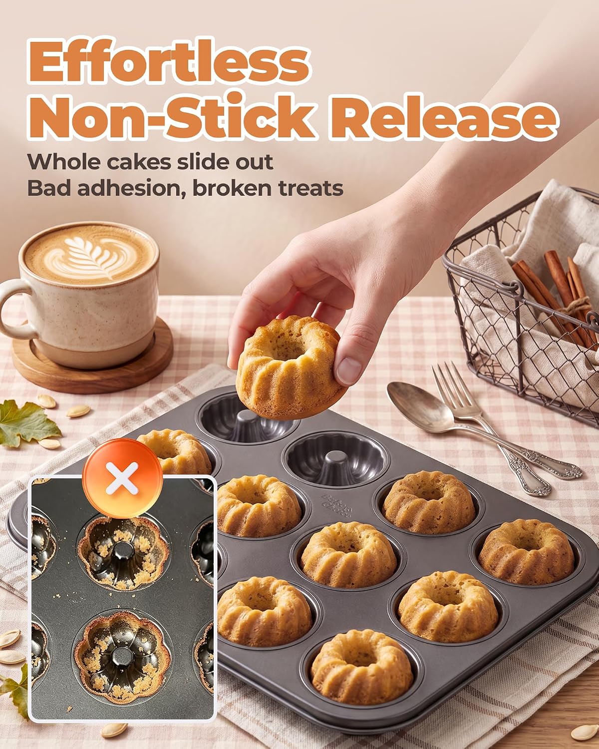 Bake Choice Mini Fluted Tube Cake Pans for Baking, 12-Cavity for Cupcakes — product details