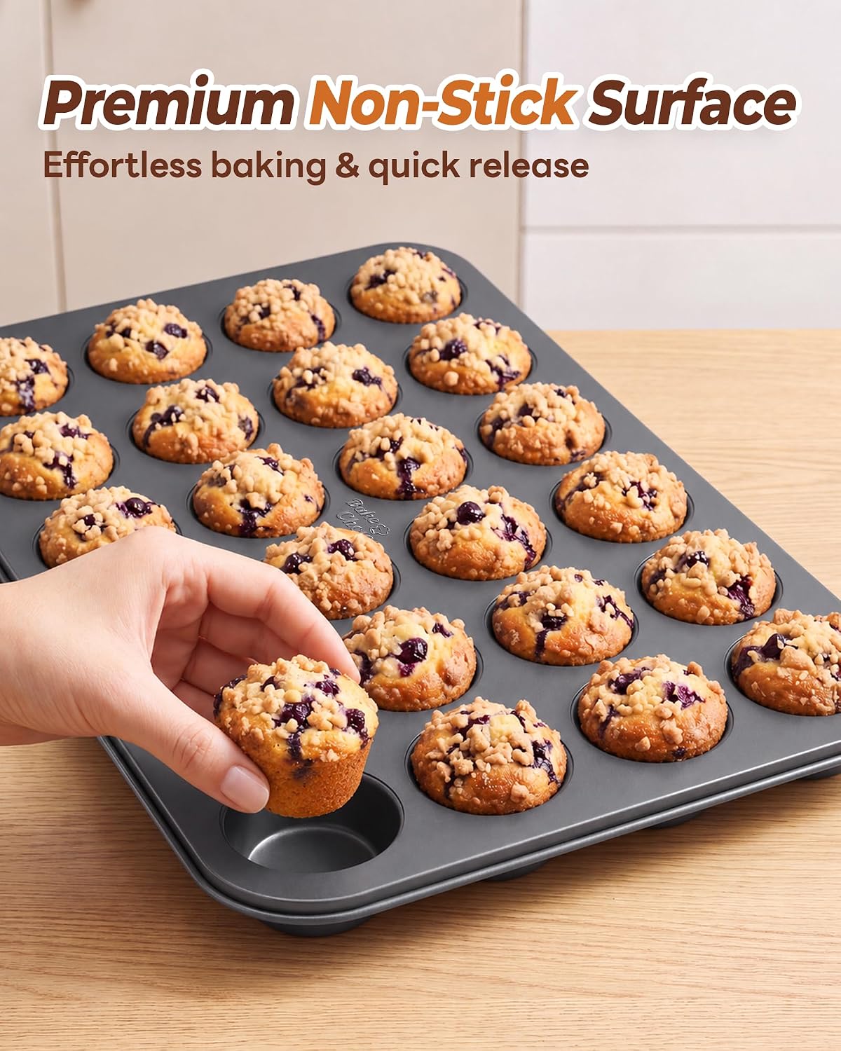 Bake Choice Mini Muffin Pan, Nonstick 24 Cup Mini Cupcake Pans — product details