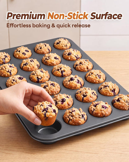 Bake Choice Mini Muffin Pan, Nonstick 24 Cup Mini Cupcake Pans — product details