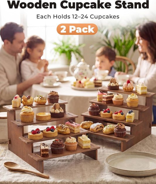 Bake Choice 2 Set Wooden Cupcake Stand, Tiered Risers Display Stands, L — product details