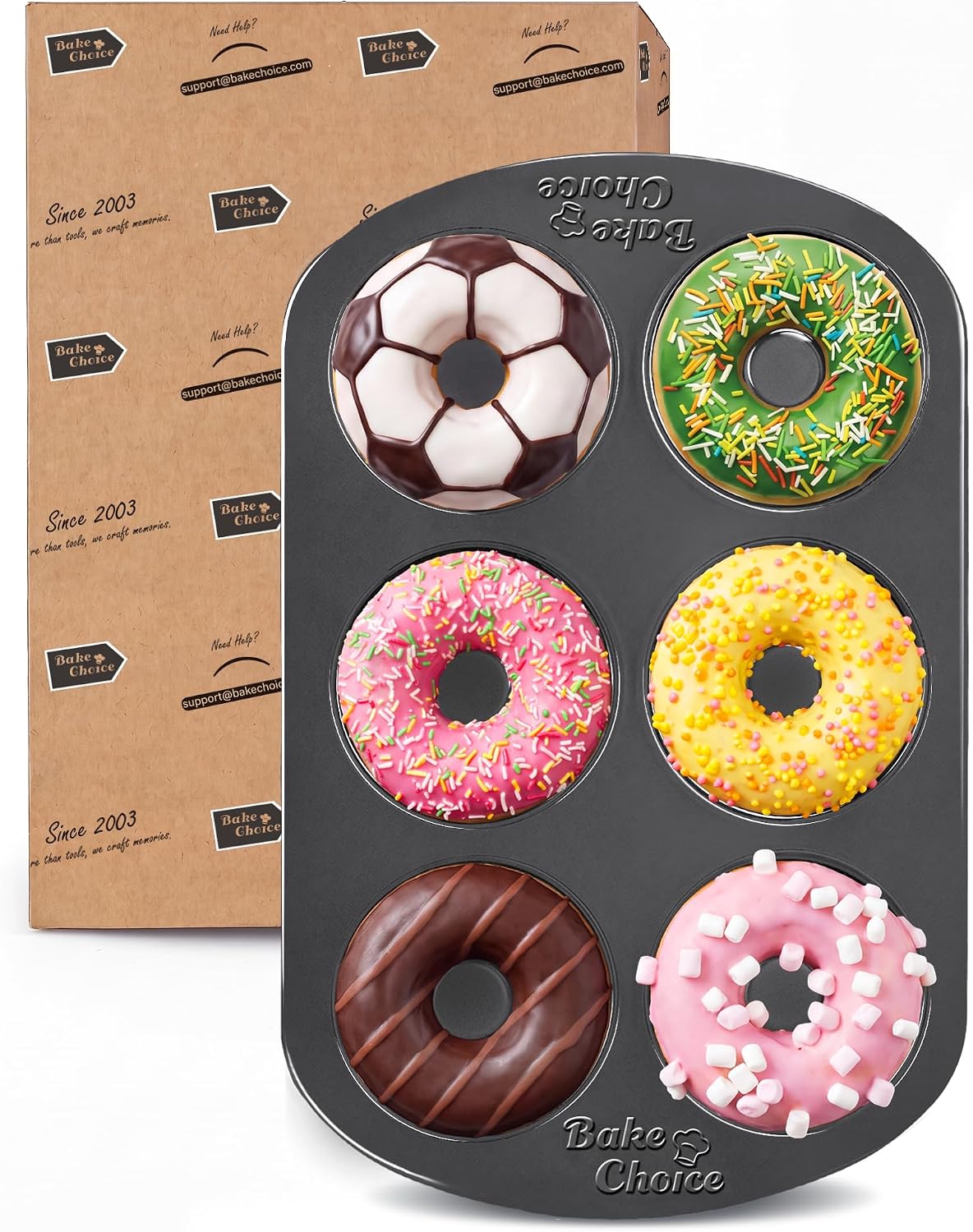 Bake Choice 6 Cavity Donut Baking Pan, 12.5 x 8.5 In Doughnut Mold — main product image