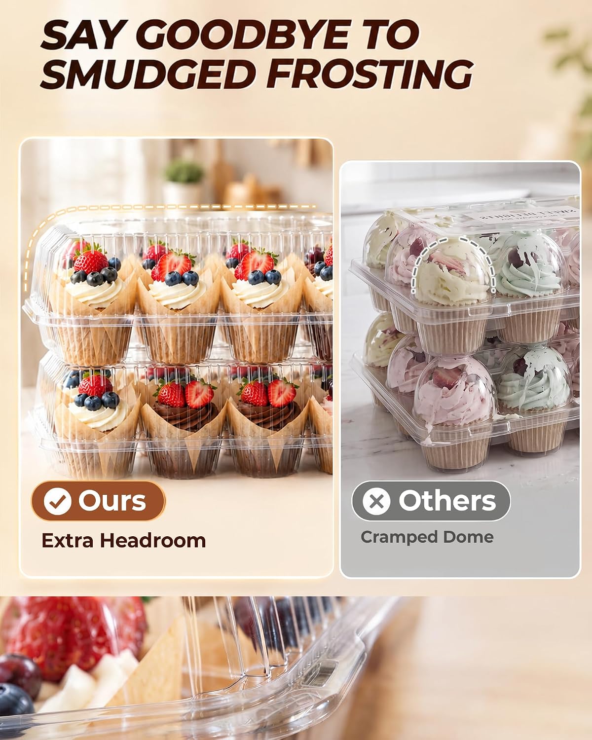 Bake Choice 20 Sets x 12 Count Cupcake Containers with Detachable Lid — product details