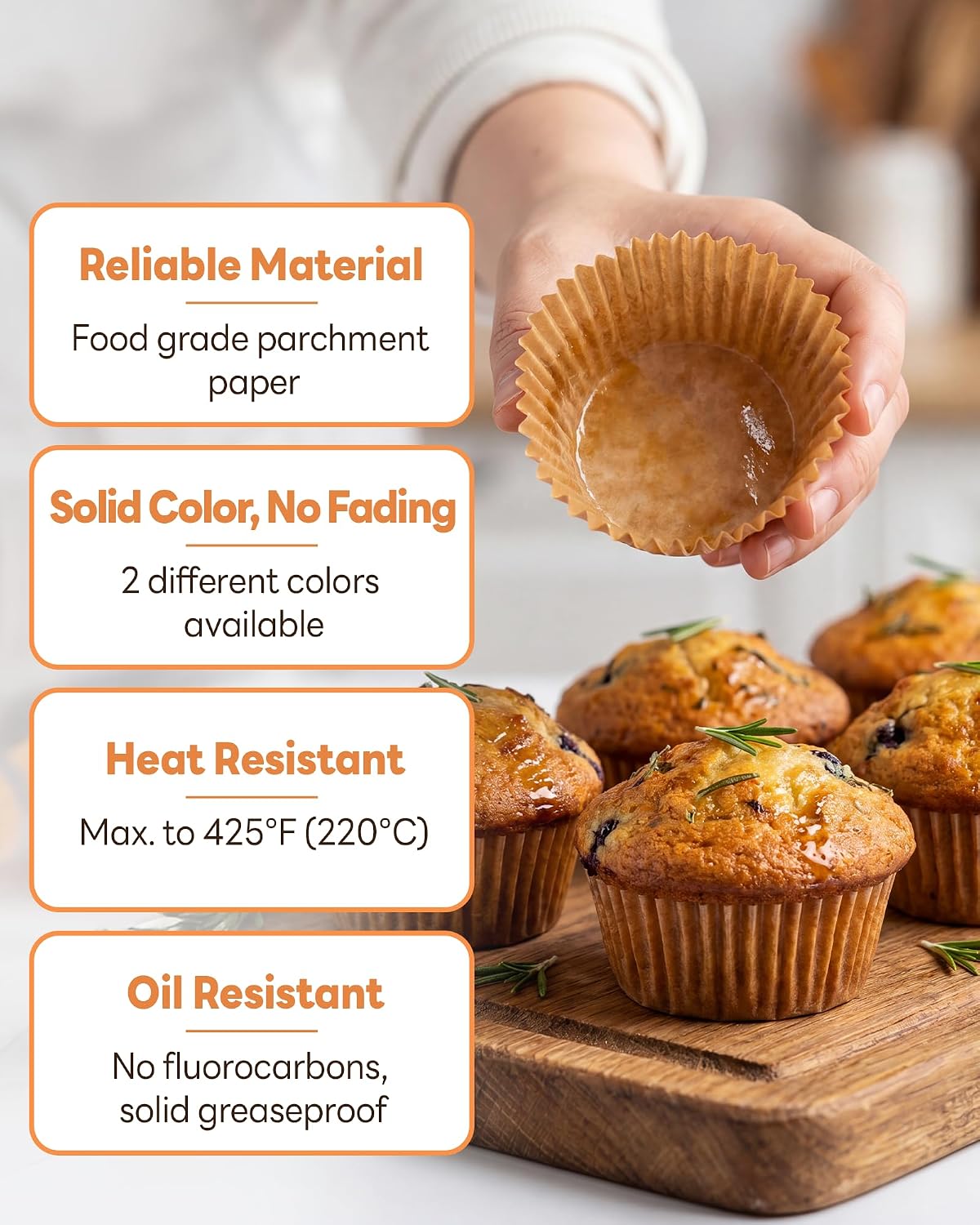 Bake Choice Standard Cupcake Liners for Baking, 160PCS, Non-stick, Natural — product details