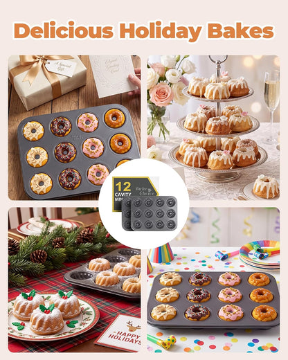 Bake Choice Mini Fluted Tube Cake Pans for Baking, 12-Cavity for Cupcakes — product details