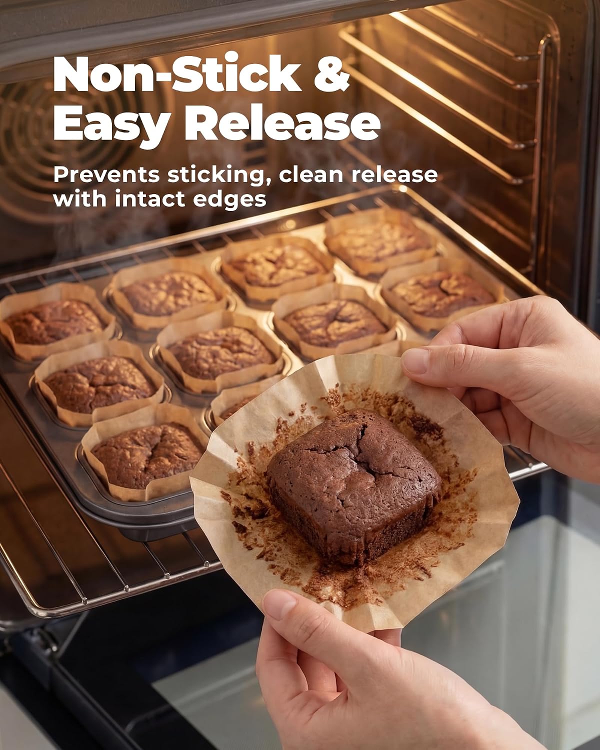 Bake Choice 100Pcs Mini Square Cupcake Liners, Fit for 12 Small Brownie Pan — product details