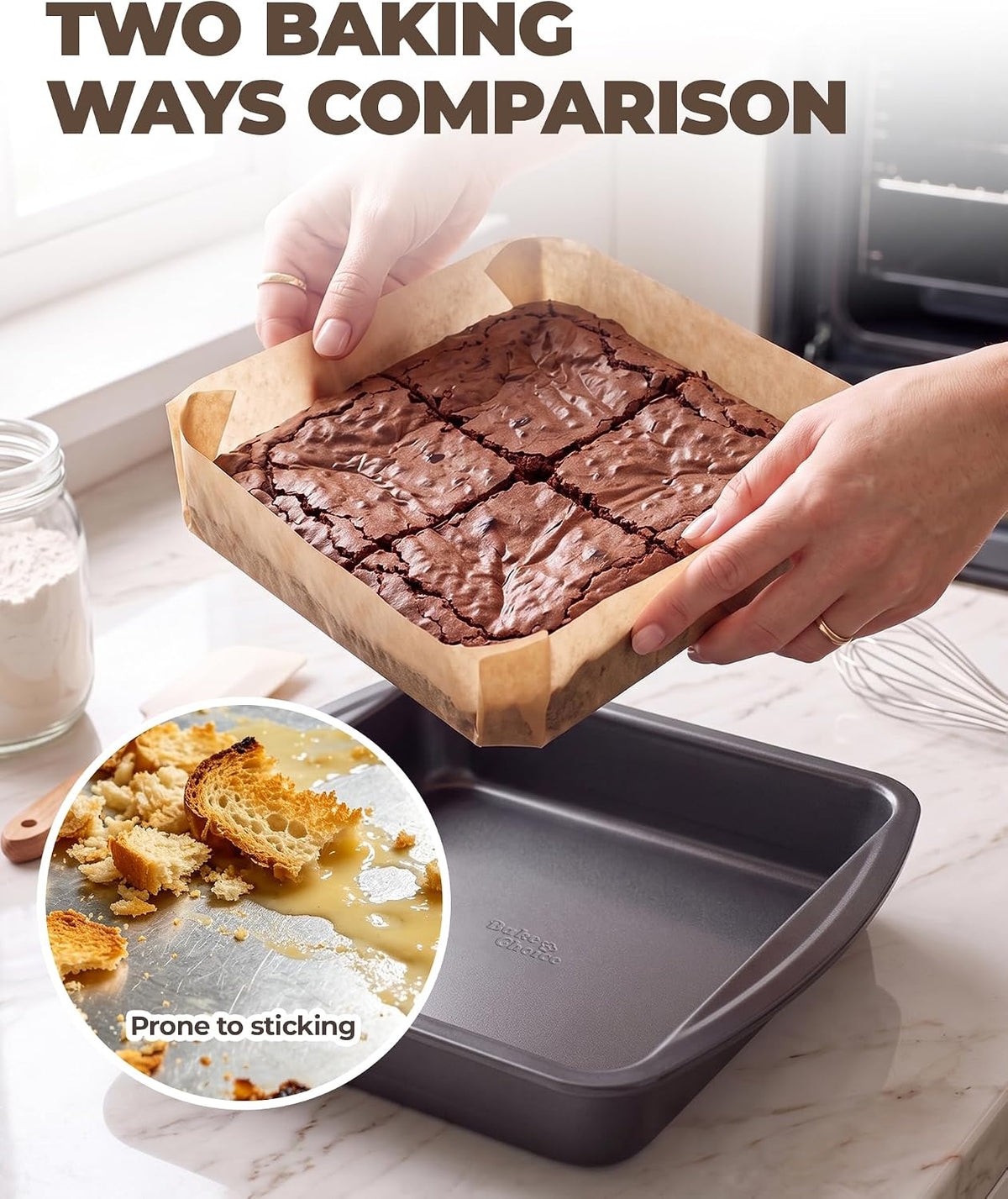 Bake Choice 9 x 9 Square Brownie Pan, Baking Pan with 30 Pcs Pre Cut Liners — product details