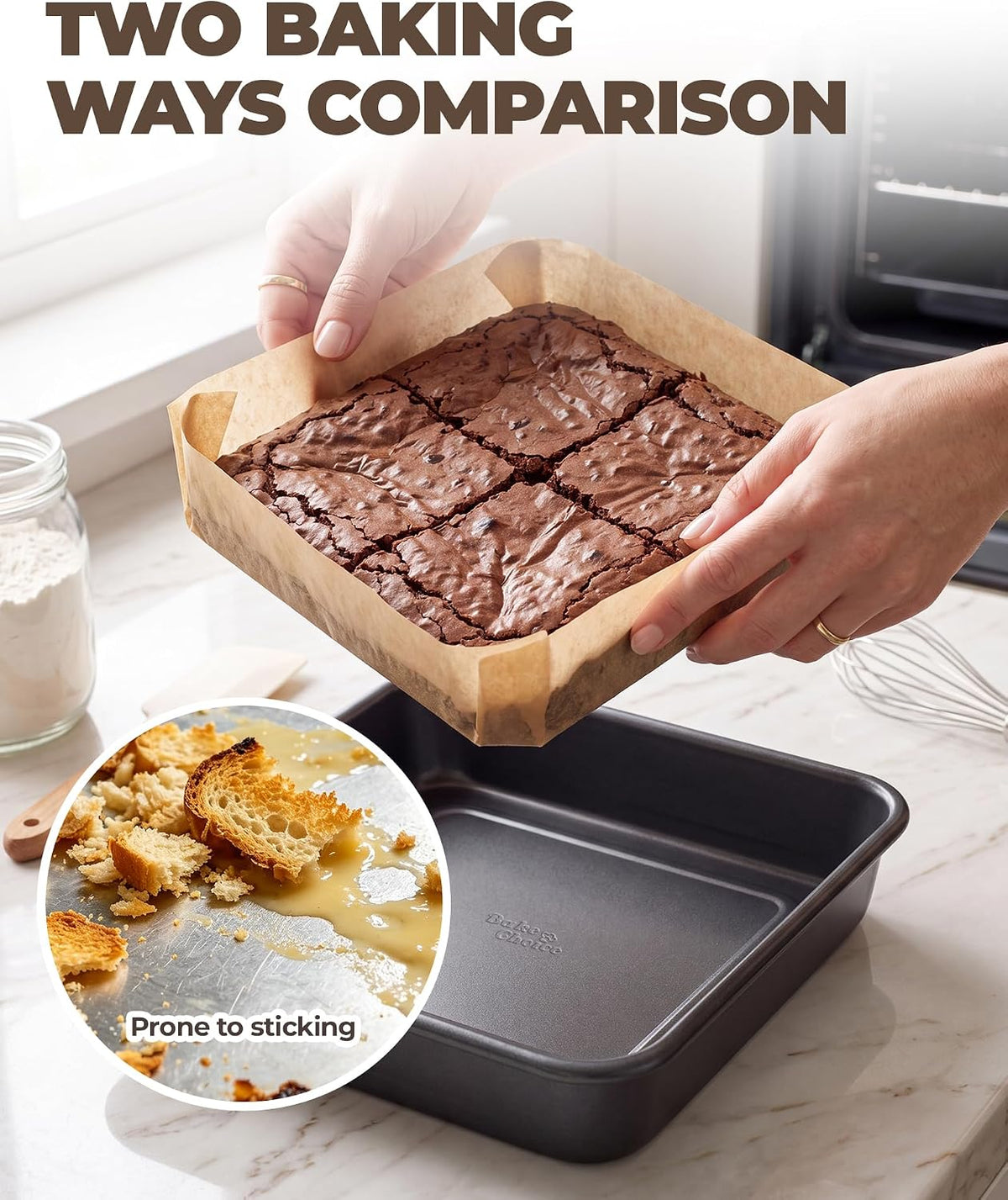 Bake Choice 8 x 8 Square Brownie Pan, Baking Pan with 30 Pcs Pre Cut Liners — product details